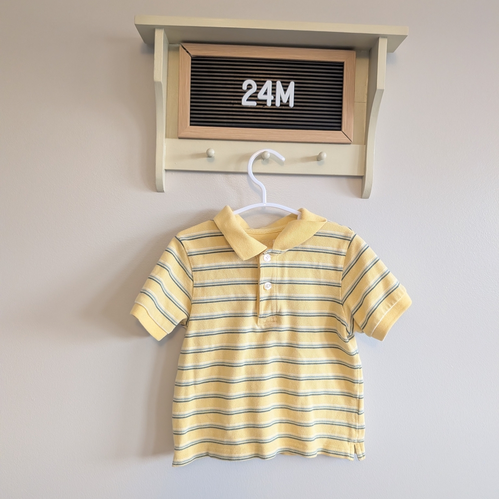 The Children's Place Yellow and Gray Striped Polo